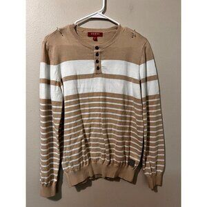 Women's Guess Brand White & Beige Striped Sweater Size M [EXCELLENT]
